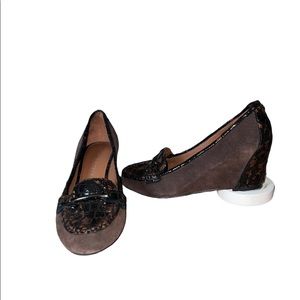 Donald J. Pliner women’s 6 1/2 brown, black, leather Vero Cuoio wedge shoe